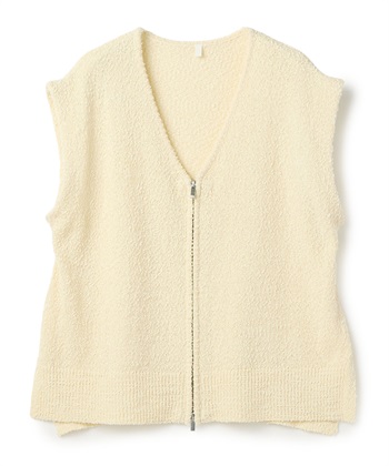 【anyfee/大きいサイズ】ダブルジップVネックベスト(2026SS)(アイボリー-LL)