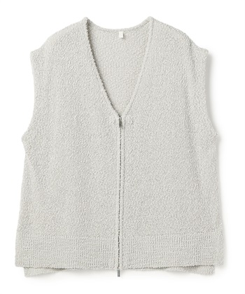 【anyfee/大きいサイズ】ダブルジップVネックベスト(2026SS)(グレー-LL)