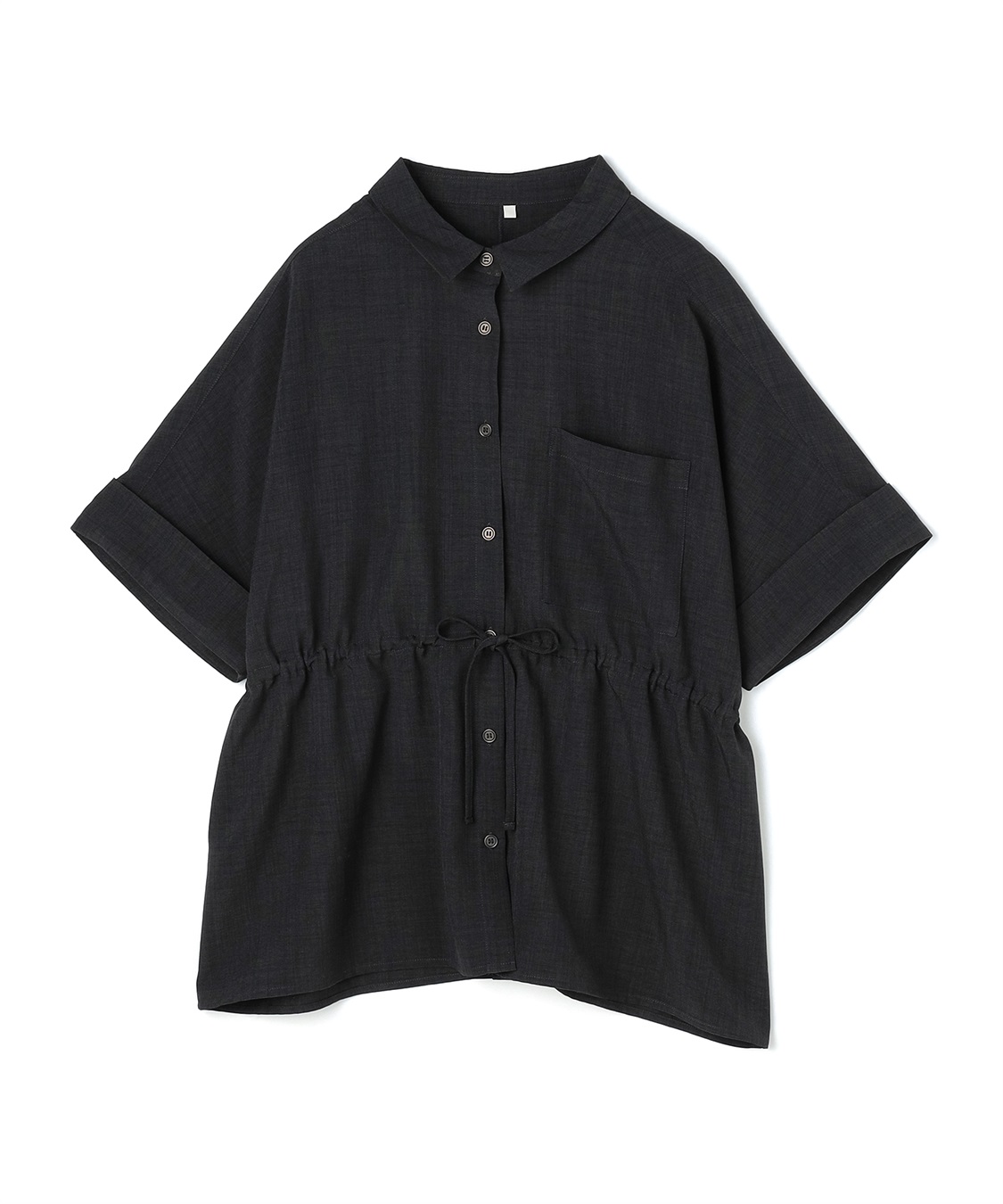 anyfee 【anyfee/大きいサイズ】リネン調ウエストドロストシャツブラウス《接触冷感 ・UVカット・イージーケア 》（2026SS）_variation_1