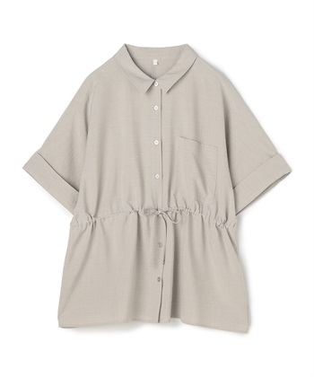 anyfee 【anyfee/大きいサイズ】リネン調ウエストドロストシャツブラウス《接触冷感 ・UVカット・イージーケア 》（2026SS）_variationthumb_2