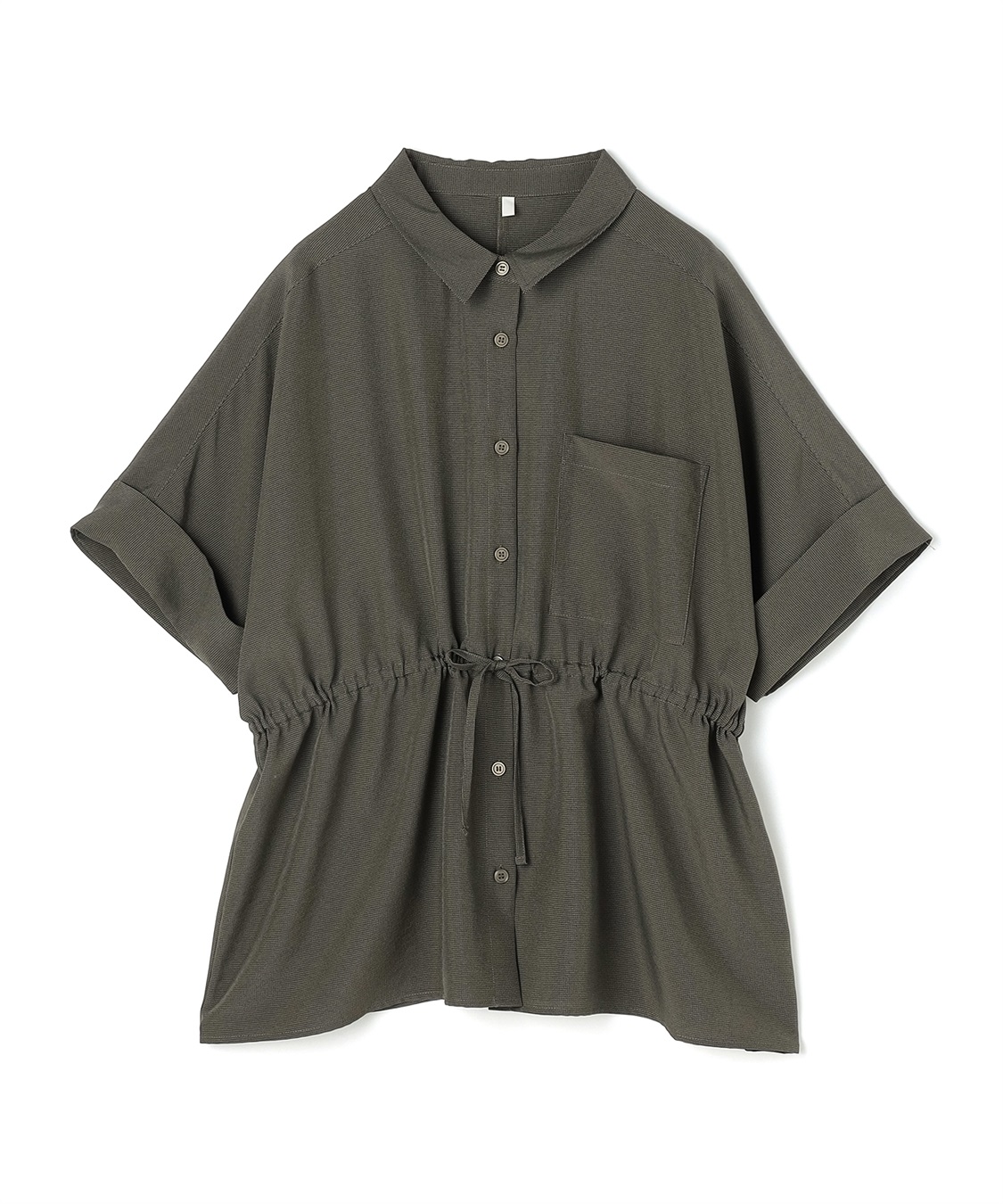 anyfee 【anyfee/大きいサイズ】リネン調ウエストドロストシャツブラウス《接触冷感 ・UVカット・イージーケア 》（2026SS）_variation_3