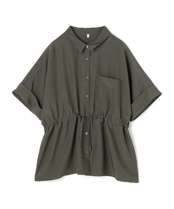 anyfee 【anyfee/大きいサイズ】リネン調ウエストドロストシャツブラウス《接触冷感 ・UVカット・イージーケア 》（2026SS）_variationthumb_3