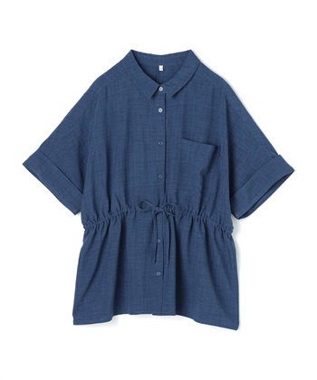 anyfee 【anyfee/大きいサイズ】リネン調ウエストドロストシャツブラウス《接触冷感 ・UVカット・イージーケア 》（2026SS）_variationthumb_4