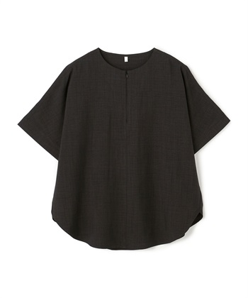 anyfee 【anyfee/大きいサイズ】リネン調ジップ付Tブラウス《接触冷感 ・UVカット・イージーケア 》_variationthumb_1