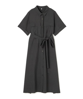 anyfee 【anyfee/大きいサイズ】リネン調サファリシャツワンピース《接触冷感 ・UVカット・イージーケア 》_variationthumb_1