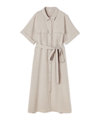 anyfee 【anyfee/大きいサイズ】リネン調サファリシャツワンピース《接触冷感 ・UVカット・イージーケア 》_variationthumb_2