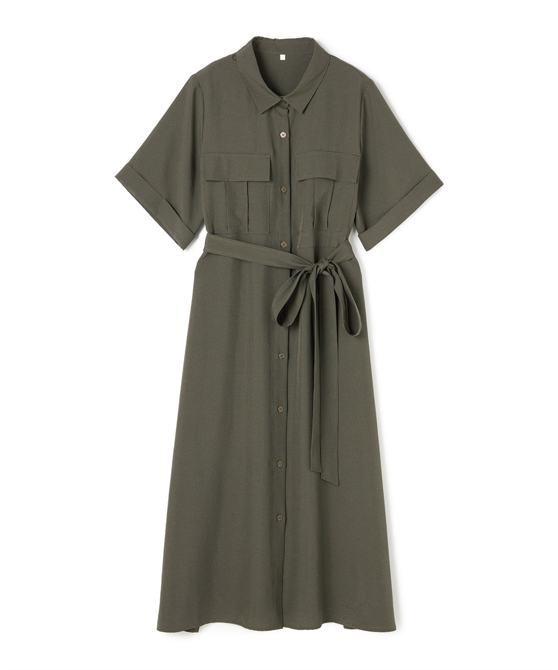 anyfee 【anyfee/大きいサイズ】リネン調サファリシャツワンピース《接触冷感 ・UVカット・イージーケア 》_variation_3