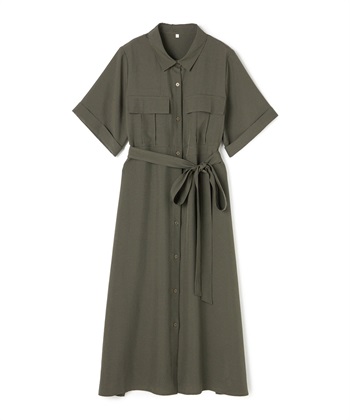 anyfee 【anyfee/大きいサイズ】リネン調サファリシャツワンピース《接触冷感 ・UVカット・イージーケア 》_variationthumb_3