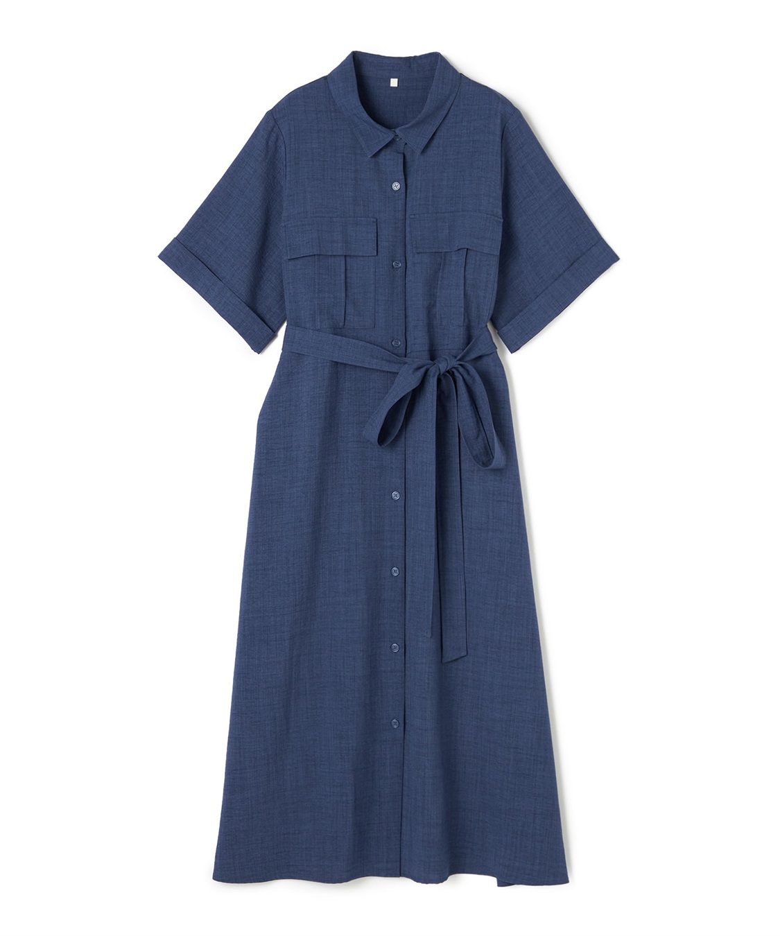 anyfee 【anyfee/大きいサイズ】リネン調サファリシャツワンピース《接触冷感 ・UVカット・イージーケア 》_variation_4