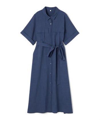 anyfee 【anyfee/大きいサイズ】リネン調サファリシャツワンピース《接触冷感 ・UVカット・イージーケア 》_variationthumb_4