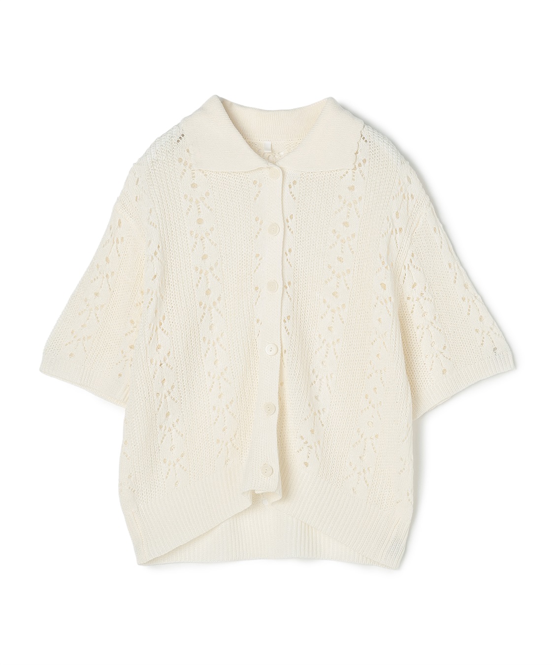 anyfee 【anyfee/大きいサイズ】襟付き透かし編みトップス_variation_1