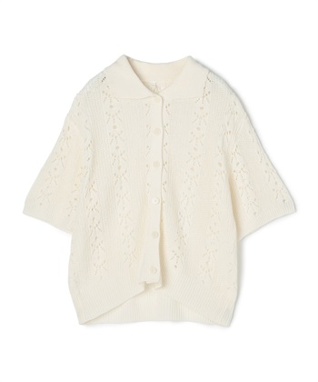 anyfee 【anyfee/大きいサイズ】襟付き透かし編みトップス_variationthumb_1