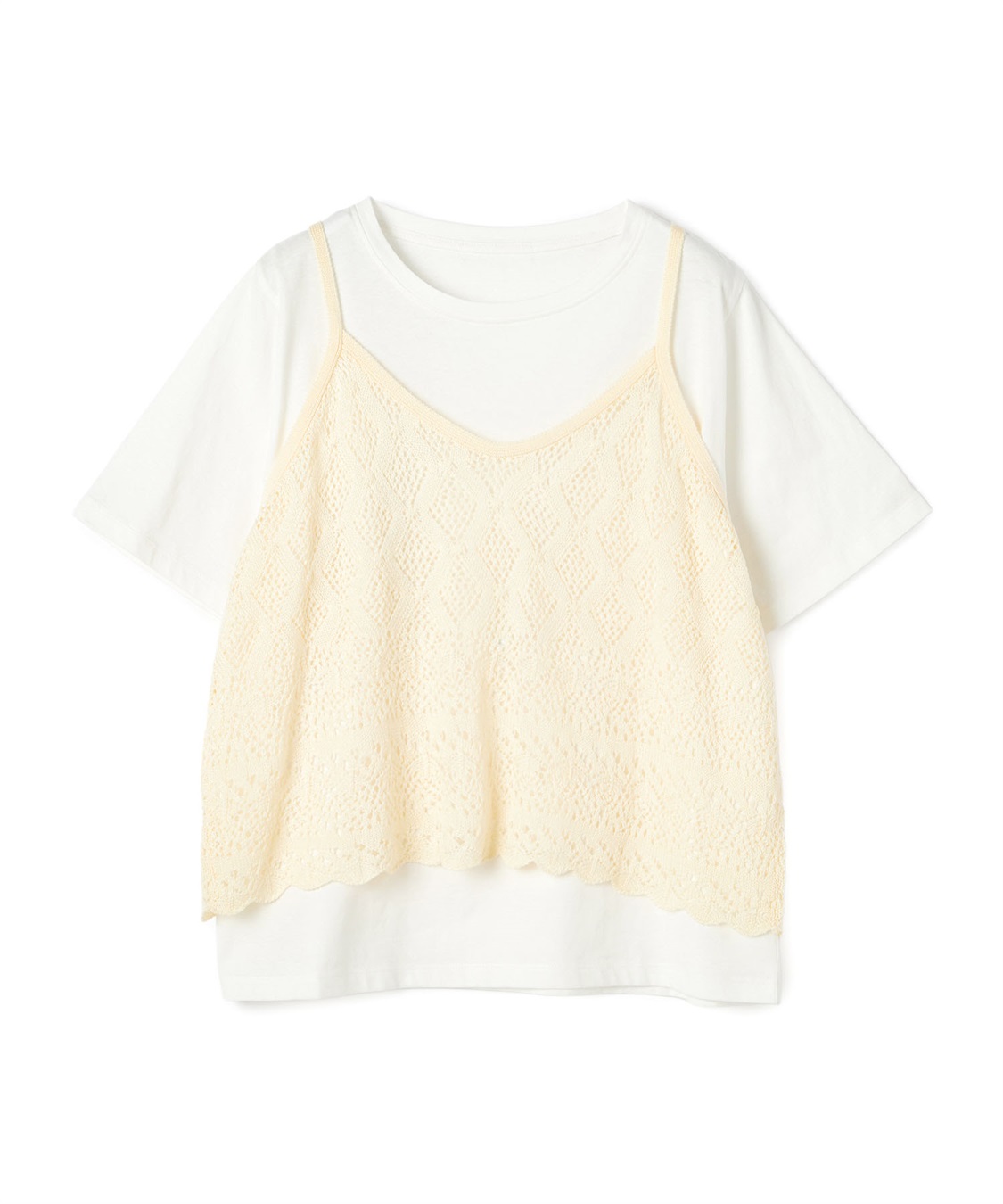 anyfee 【anyfee/大きいサイズ】クロシェ風ニットビスチェ&amp;Tシャツセット_variation_1