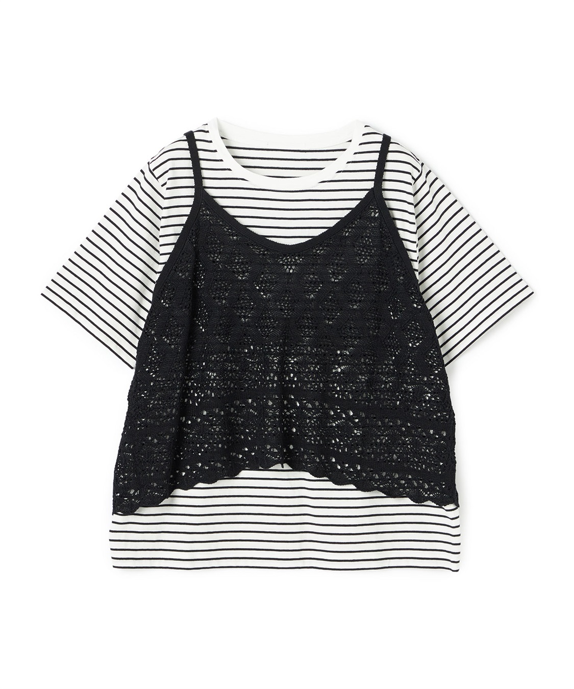 anyfee 【anyfee/大きいサイズ】クロシェ風ニットビスチェ&amp;Tシャツセット_variation_2