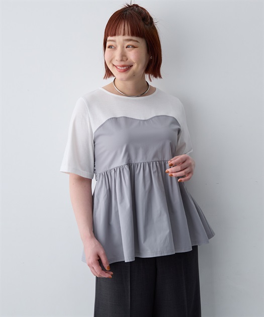 anyfee 【anyfee/大きいサイズ】シャツビスチェ巻き風プルオーバー