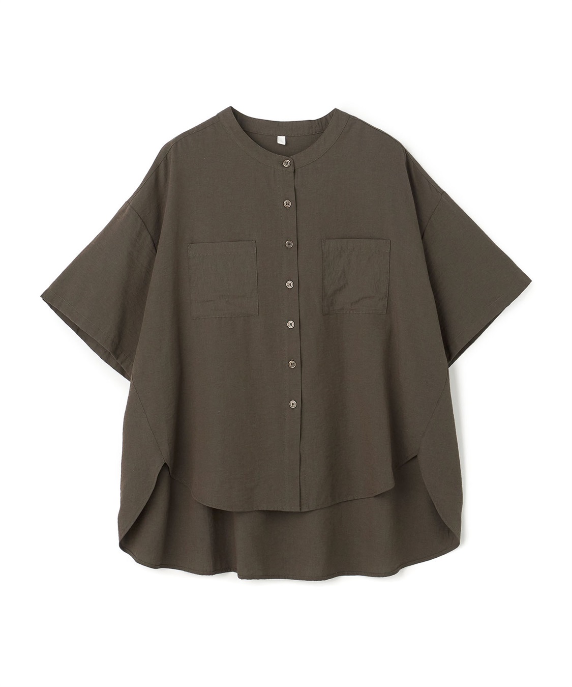 anyfee 【anyfee/大きいサイズ】ノーカラーゆるチュニックシャツ_variation_1