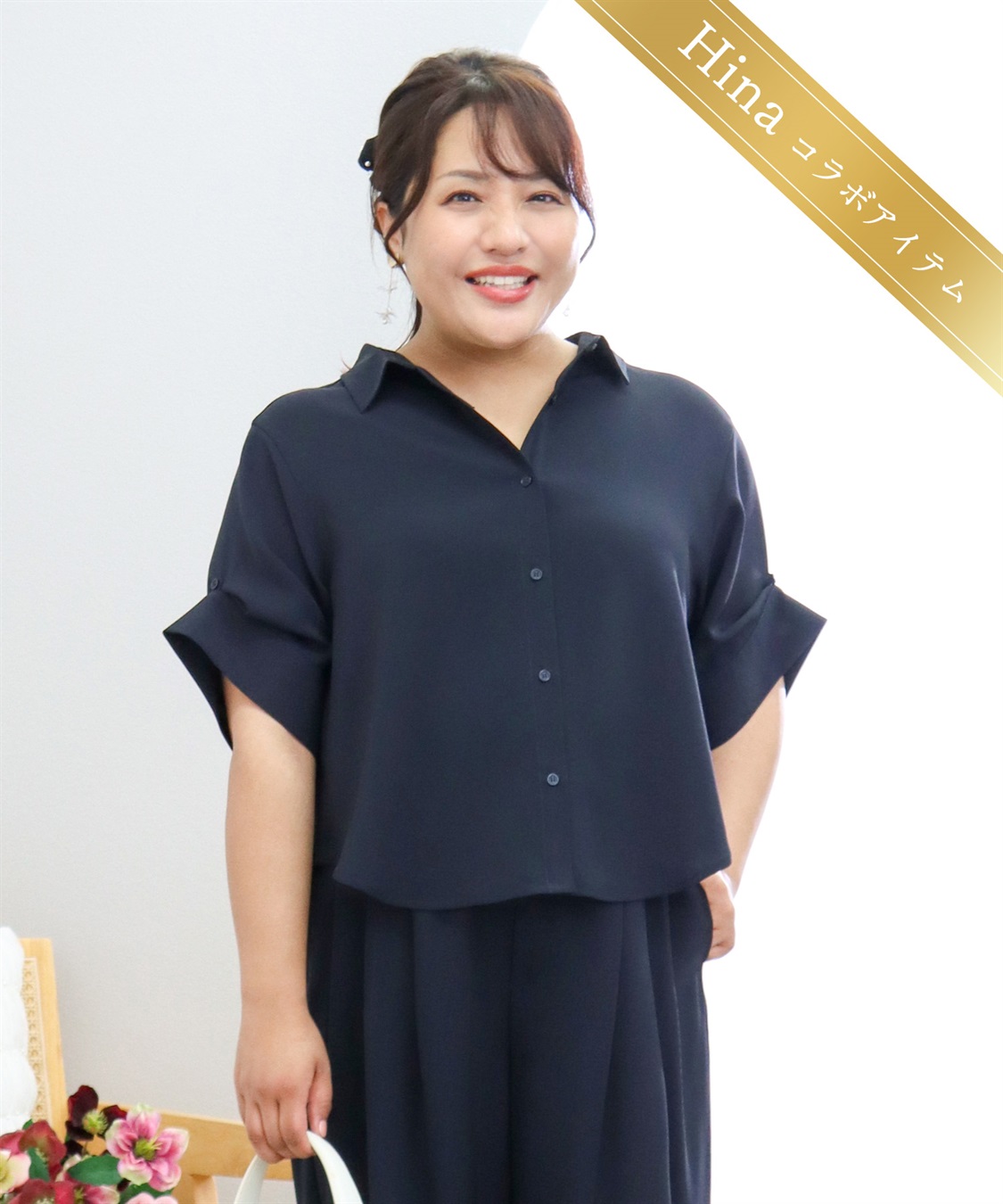 anyfee 【anyfee×HINAコラボ】サマラク2wayスリーブワイドシャツ《大きいサイズ》_main