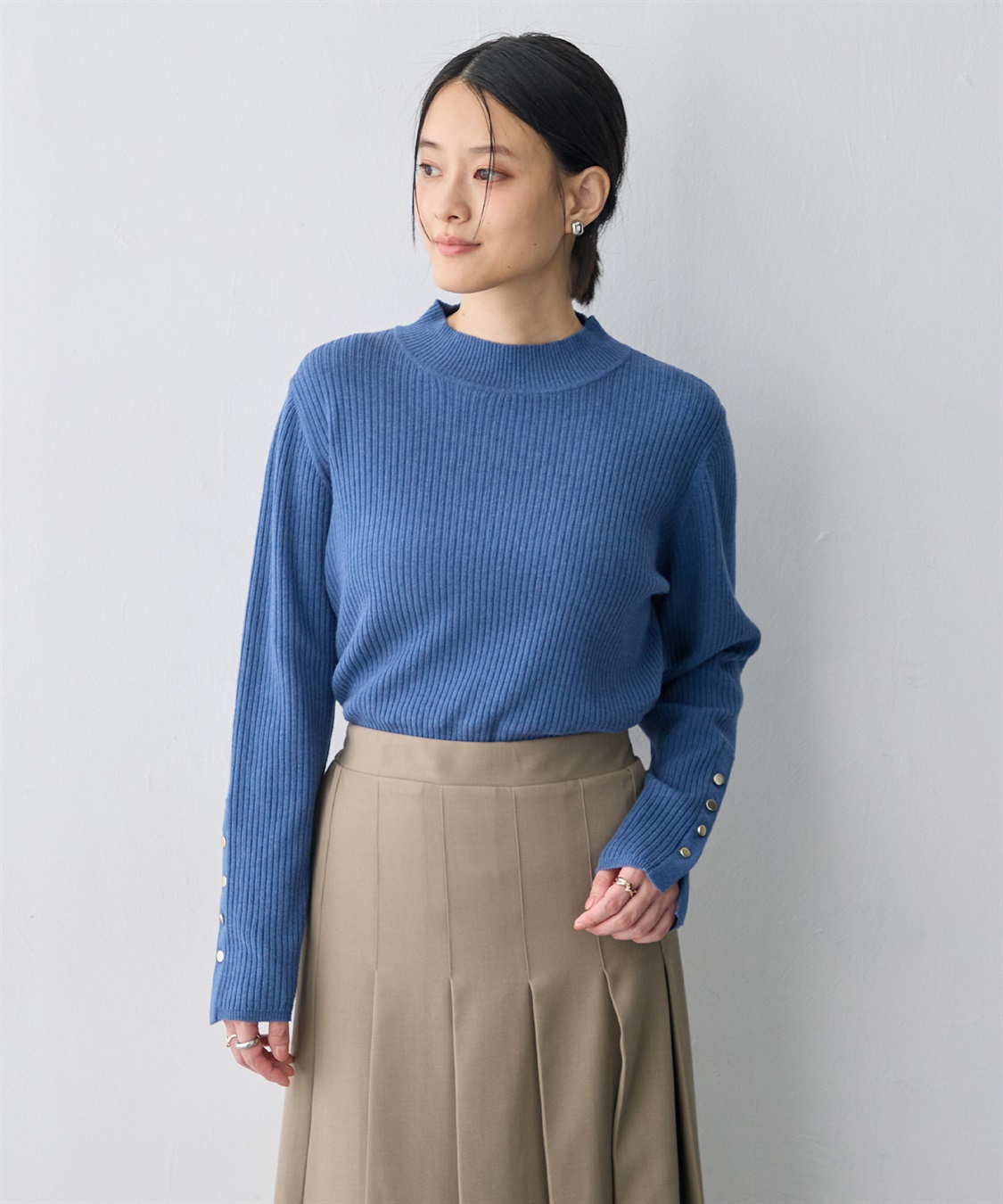 anyfee 【anyfee/大きいサイズ】袖釦プチハイニットプルオーバー_variation_4