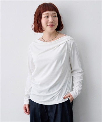 anyfee 【anyfee/大きいサイズ】リブドレープネック長袖Tシャツ（2026AW）_variationthumb_2