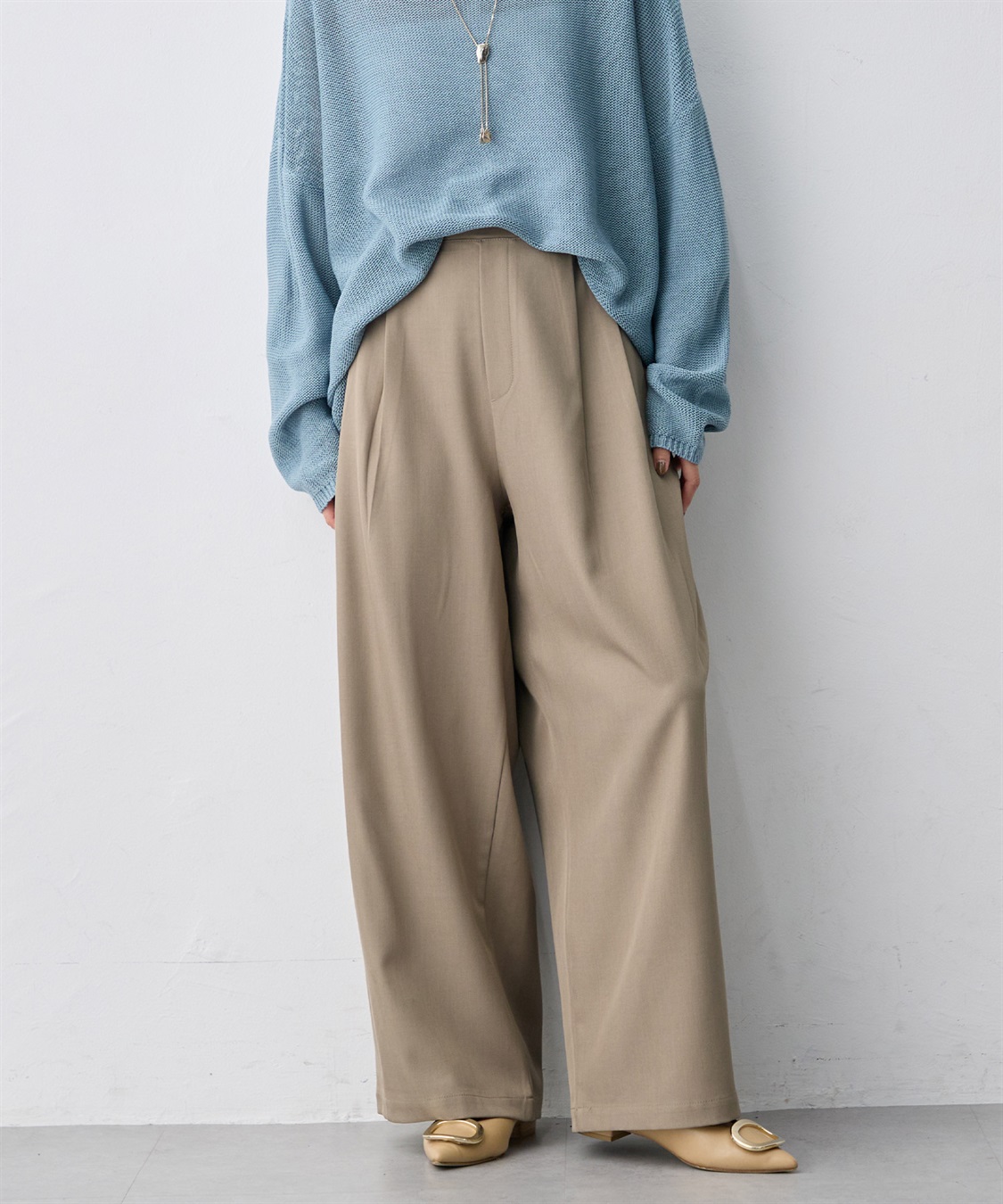 anyfee 【anyfee/大きいサイズ】ツイル多タックパンツ（2026AW）_variation_3