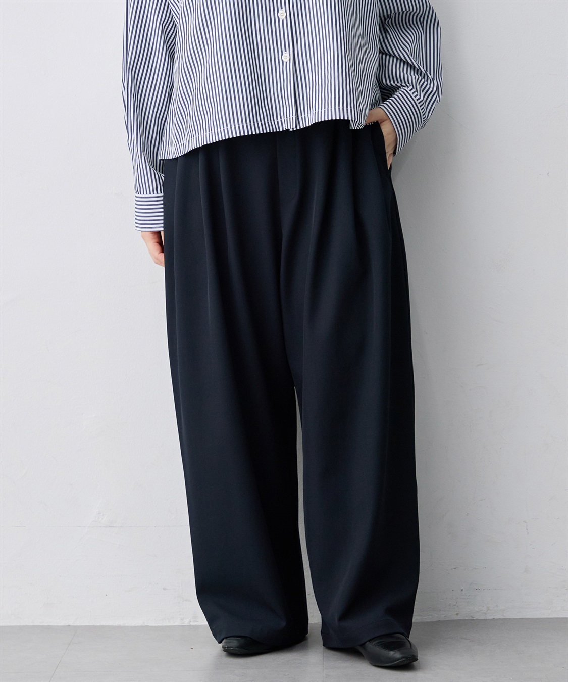 anyfee 【anyfee/大きいサイズ】ツイル多タックパンツ（2026AW）_variation_4