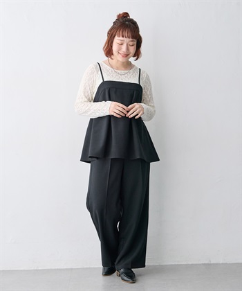 anyfee 【anyfee/大きいサイズ】ウーリッシュセミワイドパンツ《セットアップ対応/上下別売り》