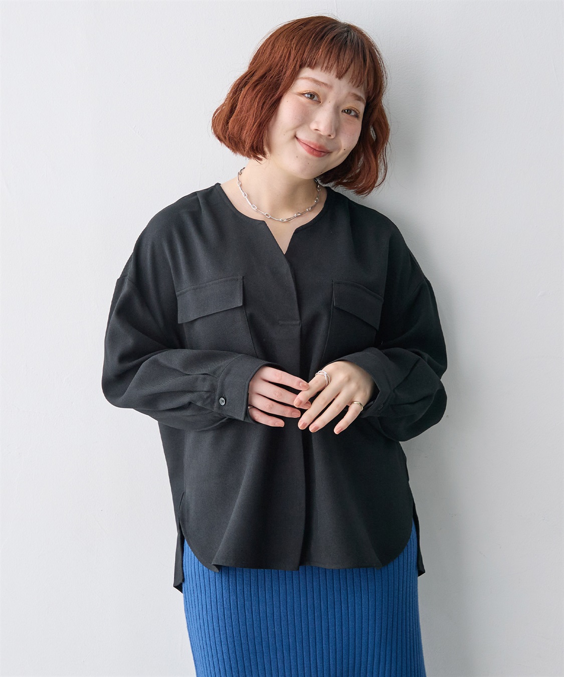 anyfee 【anyfee/大きいサイズ】ウーリッシュダブルポケットスキッパーシャツ《セットアップ対応/上下別売り》_variation_3