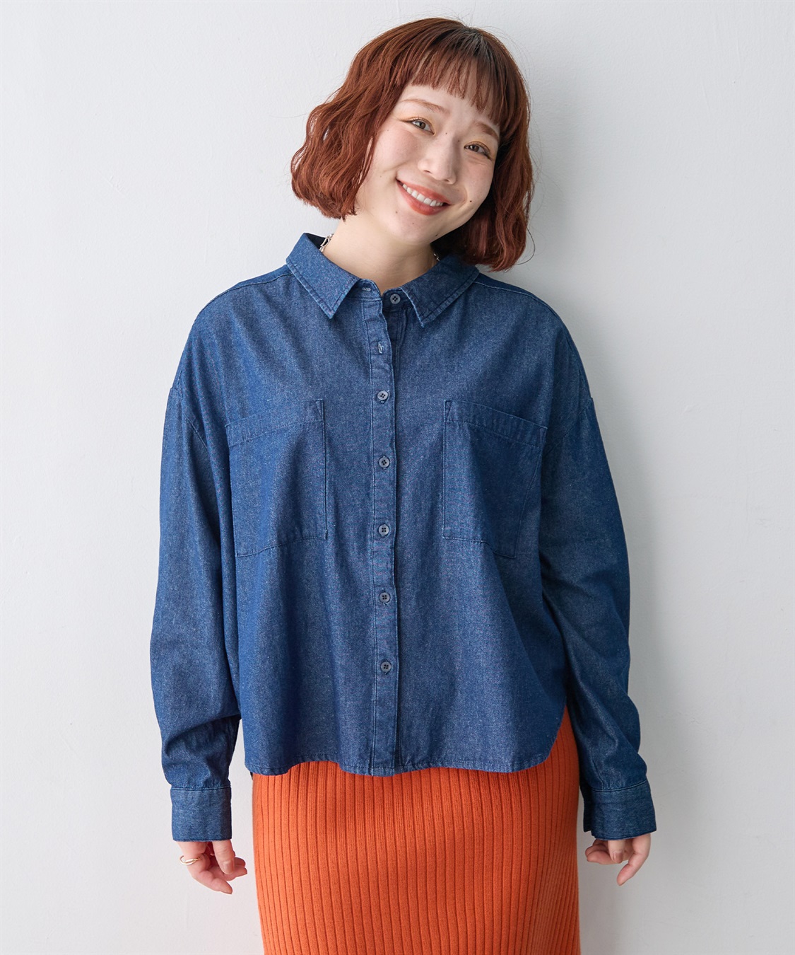 anyfee 【anyfee/大きいサイズ】ダブルポケットデニムシャツ（2026AW）_variation_2