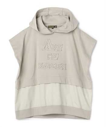 ロゴ入りフード付きベスト(グレー-36)