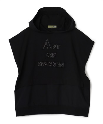 ロゴ入りフード付きベスト(ブラック-36)