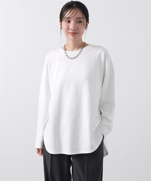 anyfee 【anyfee/大きいサイズ】ダブルジャージー裾ラウンドクルーネックロンT