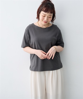 anyfee 【anyfee/大きいサイズ】着てサラ汗じみ防止ボートネックTシャツ《接触冷感・吸水速乾》（2026SS）_variationthumb_3