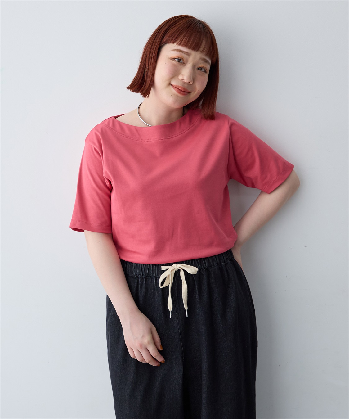 anyfee 【anyfee/大きいサイズ】着てサラ汗じみ防止ボートネックTシャツ《接触冷感・吸水速乾》（2026SS）_variation_4