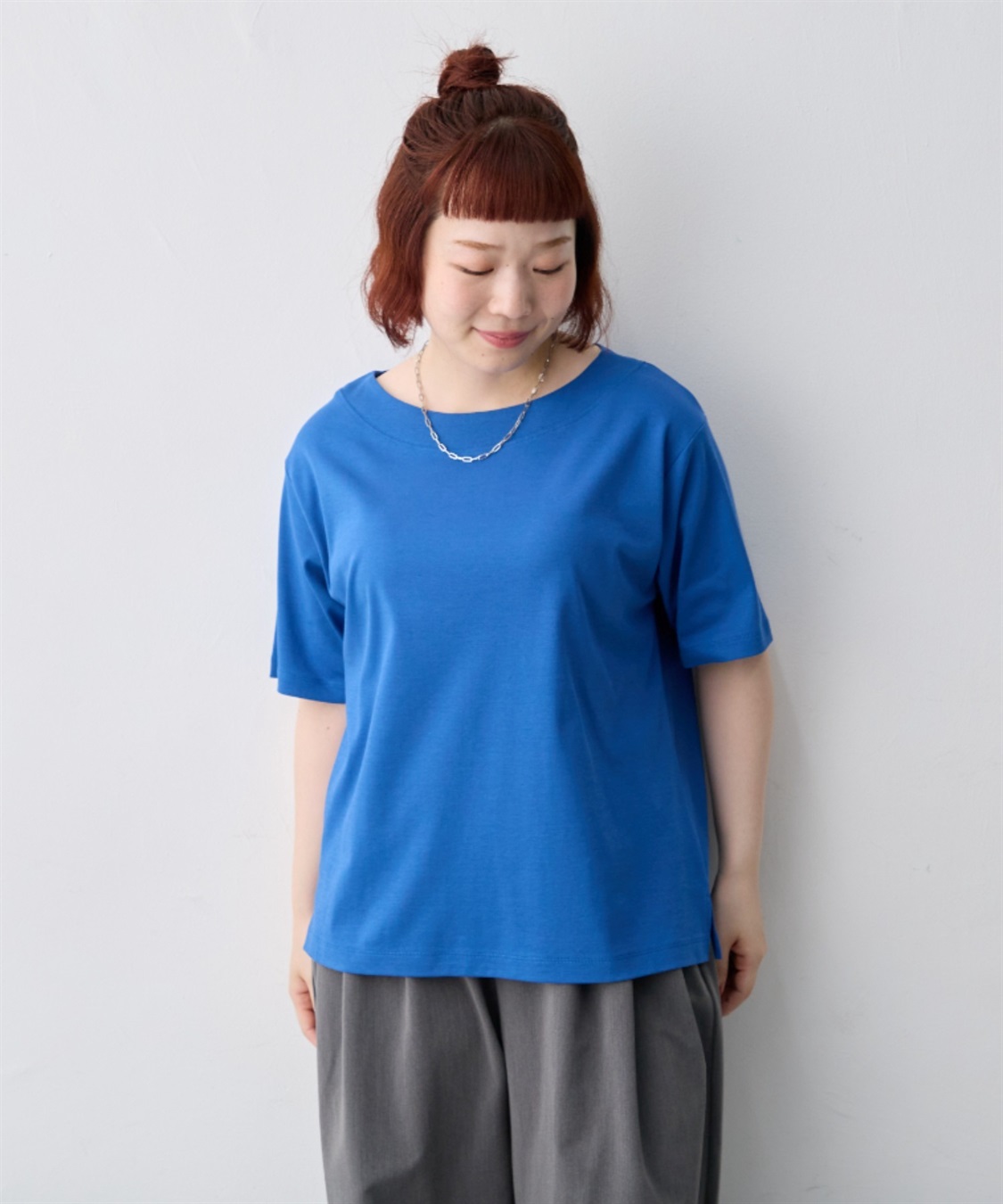 anyfee 【anyfee/大きいサイズ】着てサラ汗じみ防止ボートネックTシャツ《接触冷感・吸水速乾》（2026SS）_variation_6