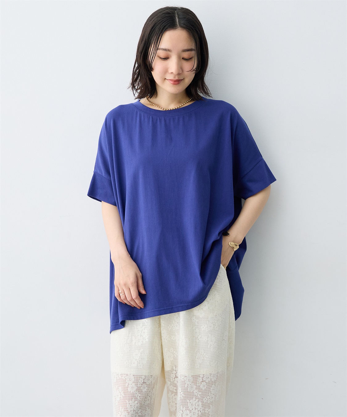 anyfee 【anyfee/大きいサイズ】着てサラ接触冷感バックタックフレアTシャツ/チュニック_main