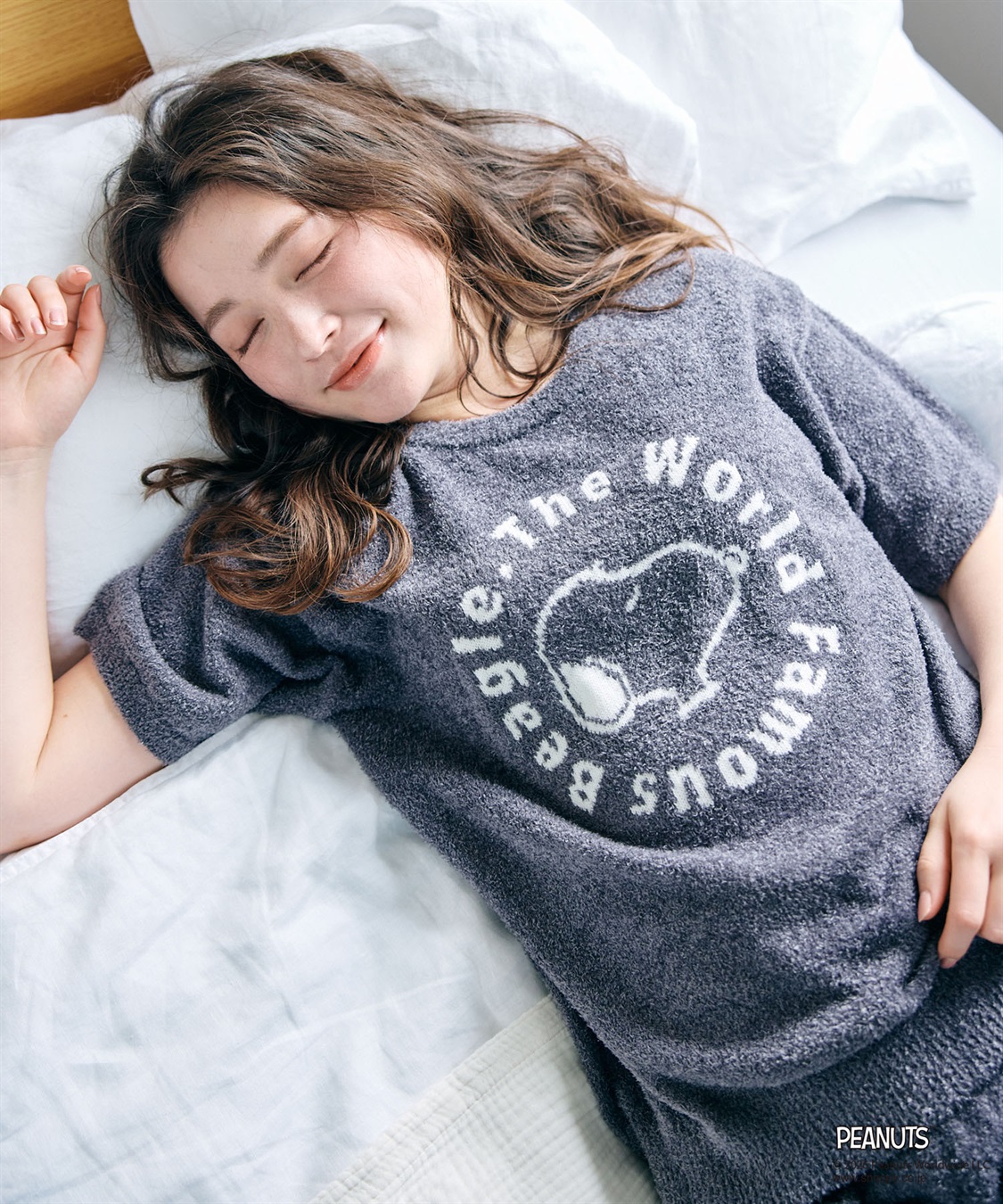 Life Style by cross marche 【PEANUTS/ピーナッツ】もちふわsleepソフトエアニット半袖トップスルームウェア◆別注◆上下別売り_variation_2