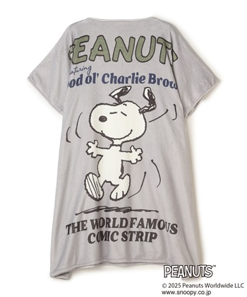 【PEANUTS/ピーナッツ】ノリノリSNOOPY/スヌーピーあったか着るフリースウェア(ライトグレー-FREE)