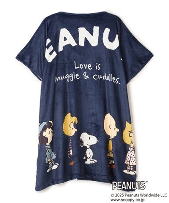 【PEANUTS/ピーナッツ】スヌーピーと仲間たち あったか着るフリースウェア(ネイビー-FREE)