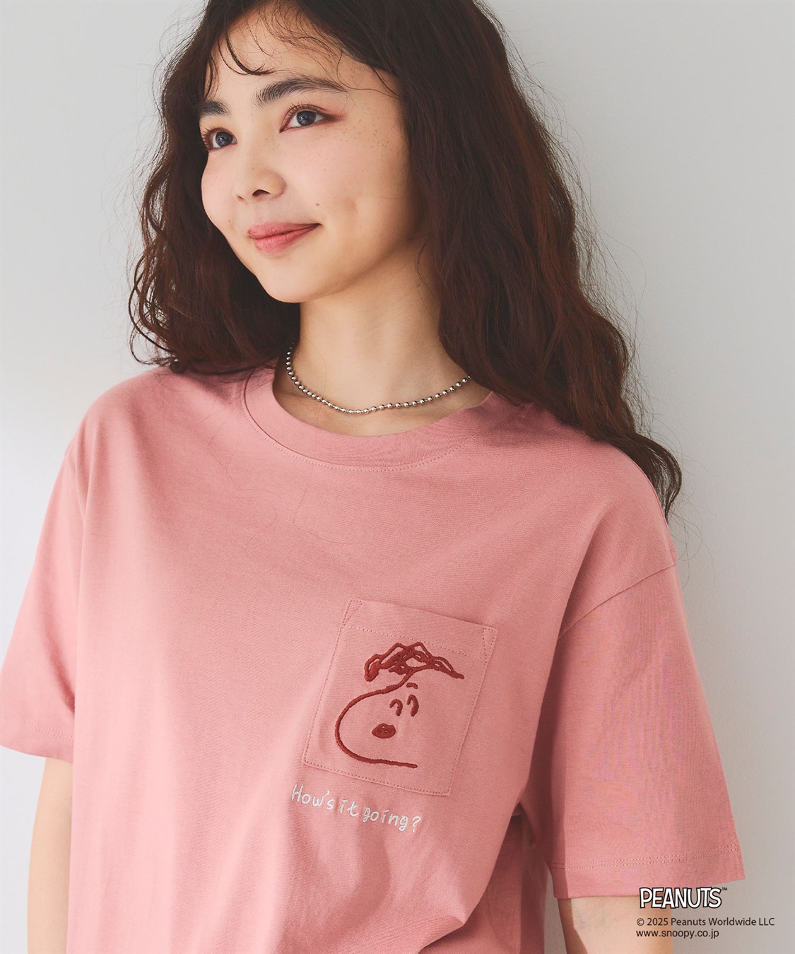 chara station 【PEANUTS/ピーナッツ】SNOOPY/スヌーピーポケット刺繍半袖Tシャツ_main