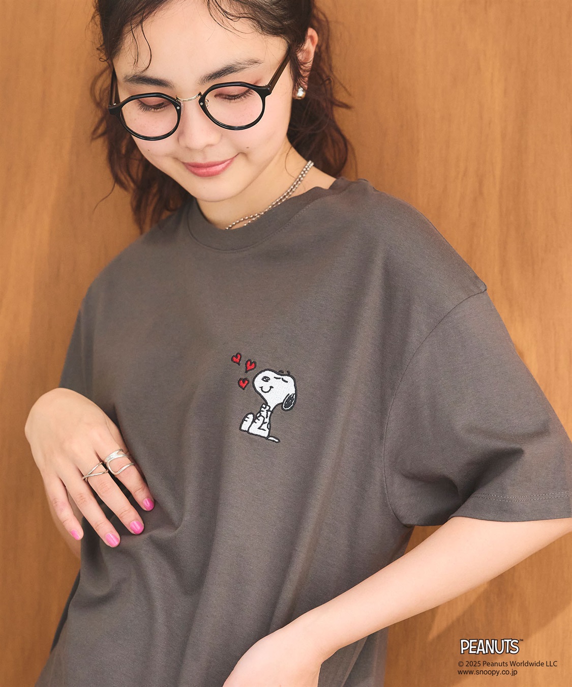 PEANUTS/ピーナッツ】SNOOPY/スヌーピーハート刺繍ワンポイント