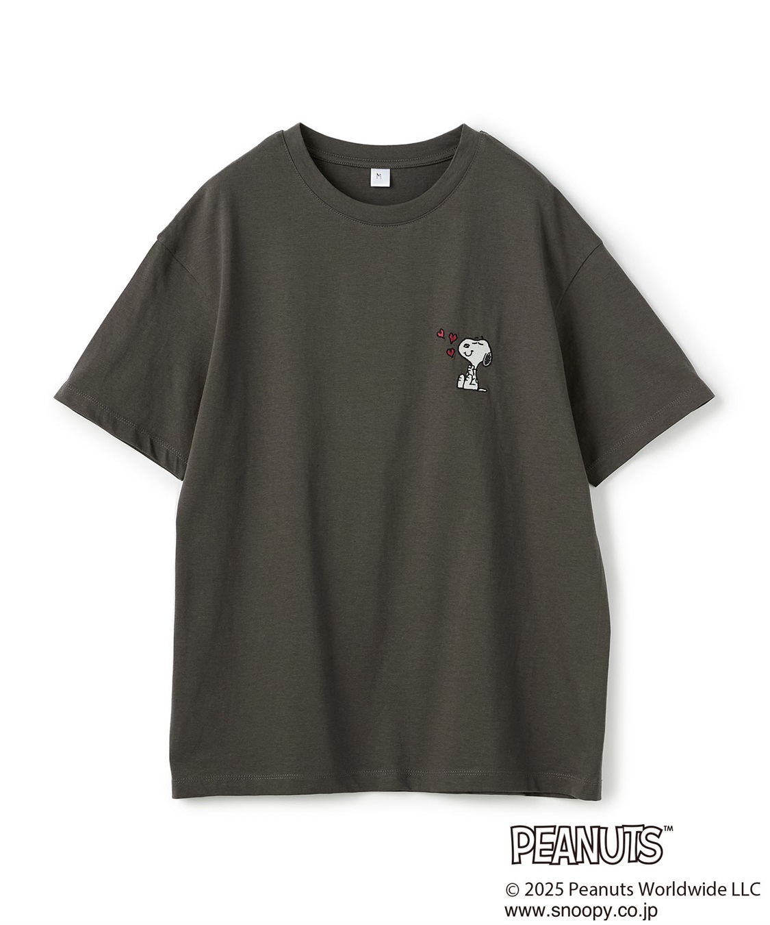 chara station 【PEANUTS/ピーナッツ】SNOOPY/スヌーピーハート刺繍ワンポイント半袖Tシャツ_variation_2