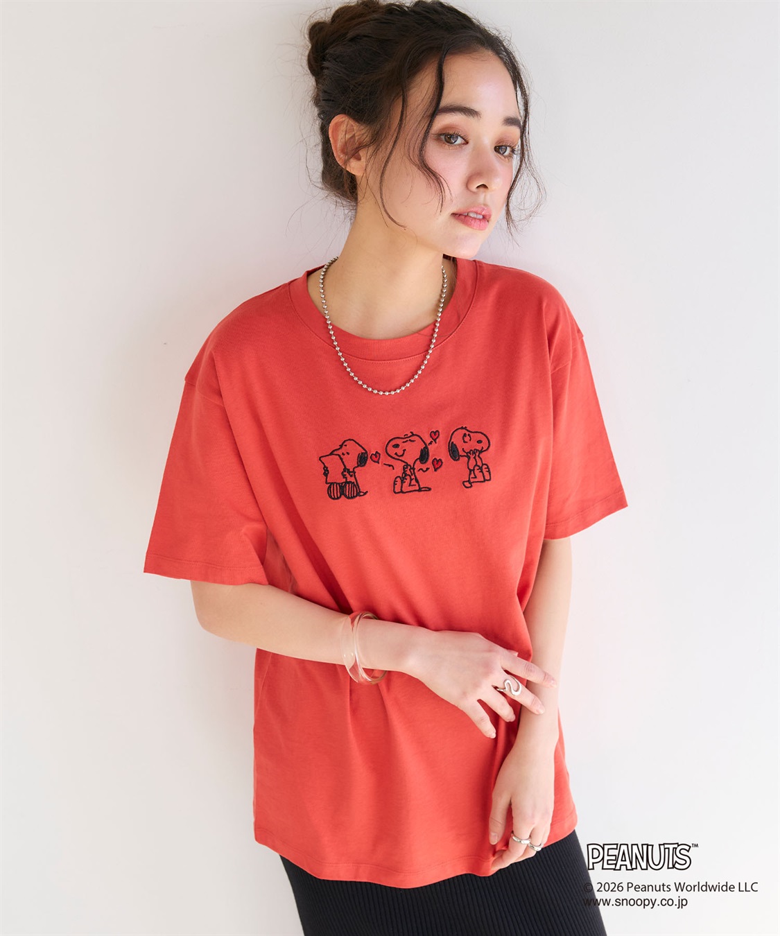 chara station 【PEANUTS/ピーナッツ】SNOOPY/スヌーピー3パターンフロントデザイン刺繍Tシャツ_variation_3