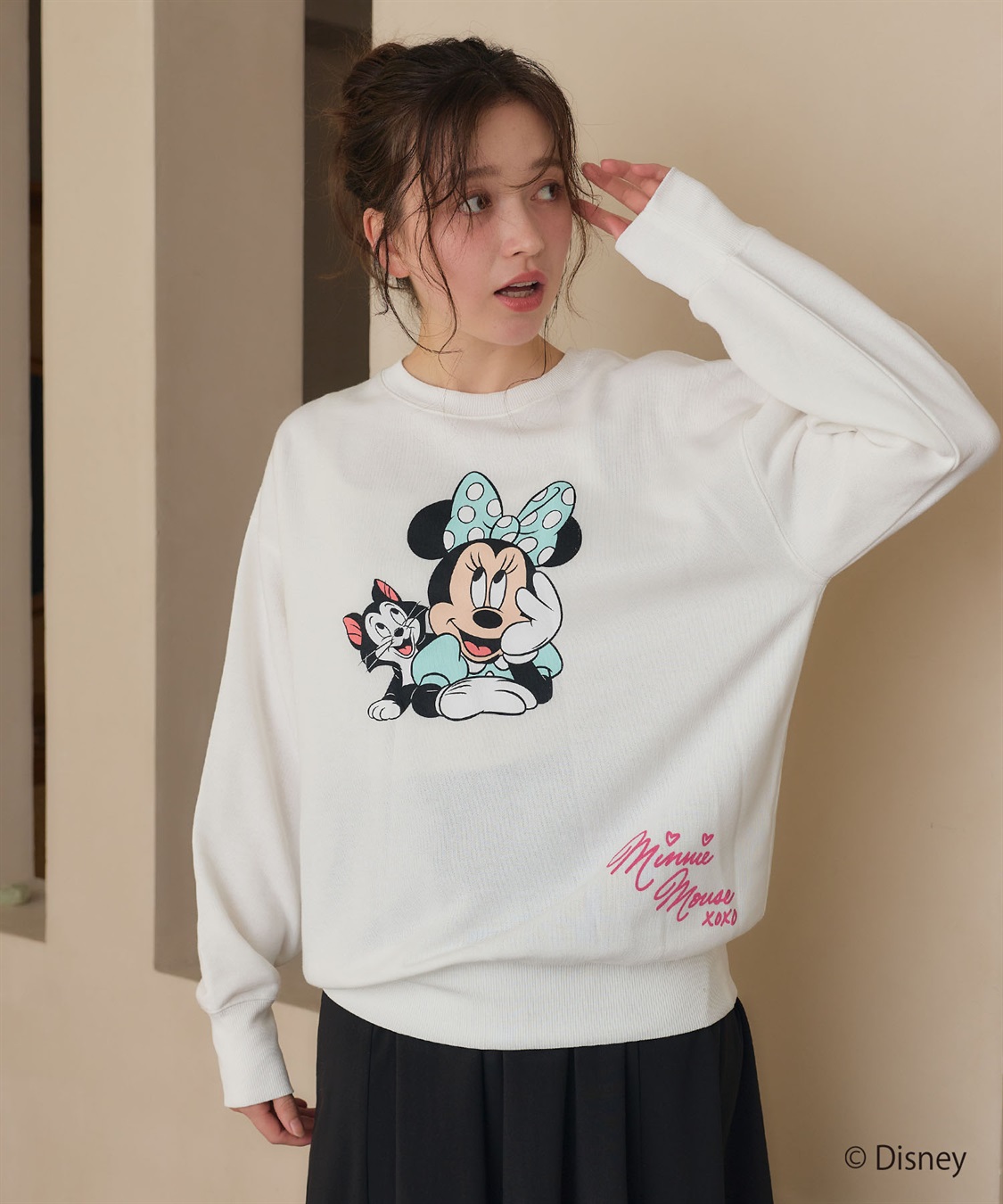 chara station 【Disney/ディズニー】Minnie Mouse/ミニーマウス裏毛ドロップショルダープリントスウェットプルオーバー_variation_2
