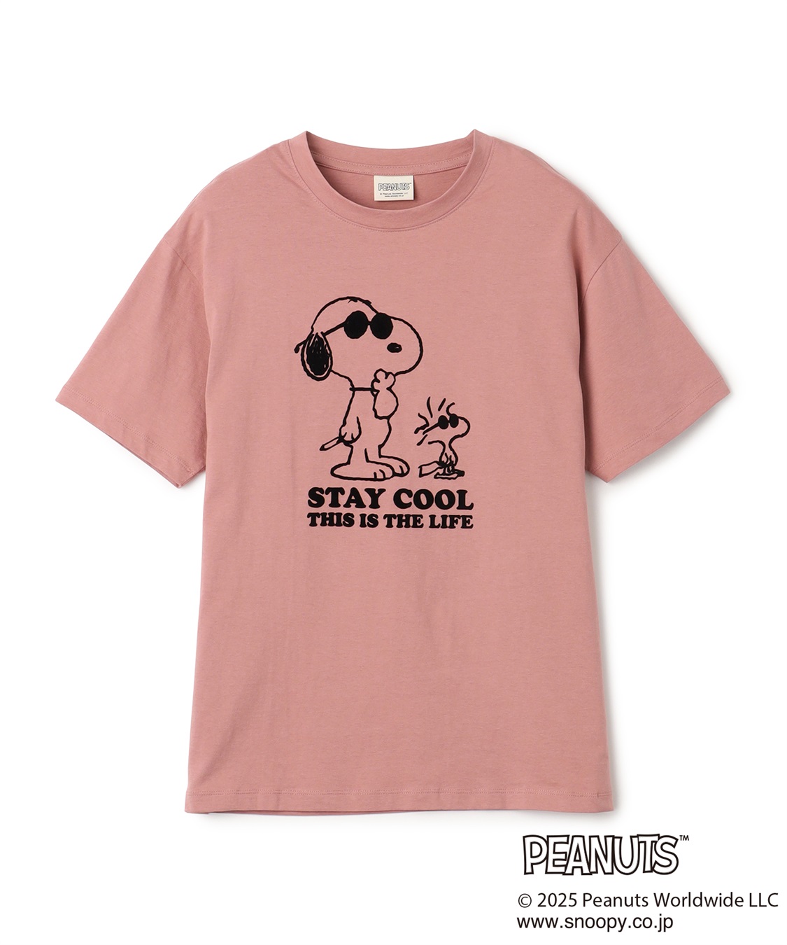chara station 【PEANUTS/ピーナッツ】SNOOPY/スヌーピー＆ウッドストックフロッキープリントTシャツ_variation_2