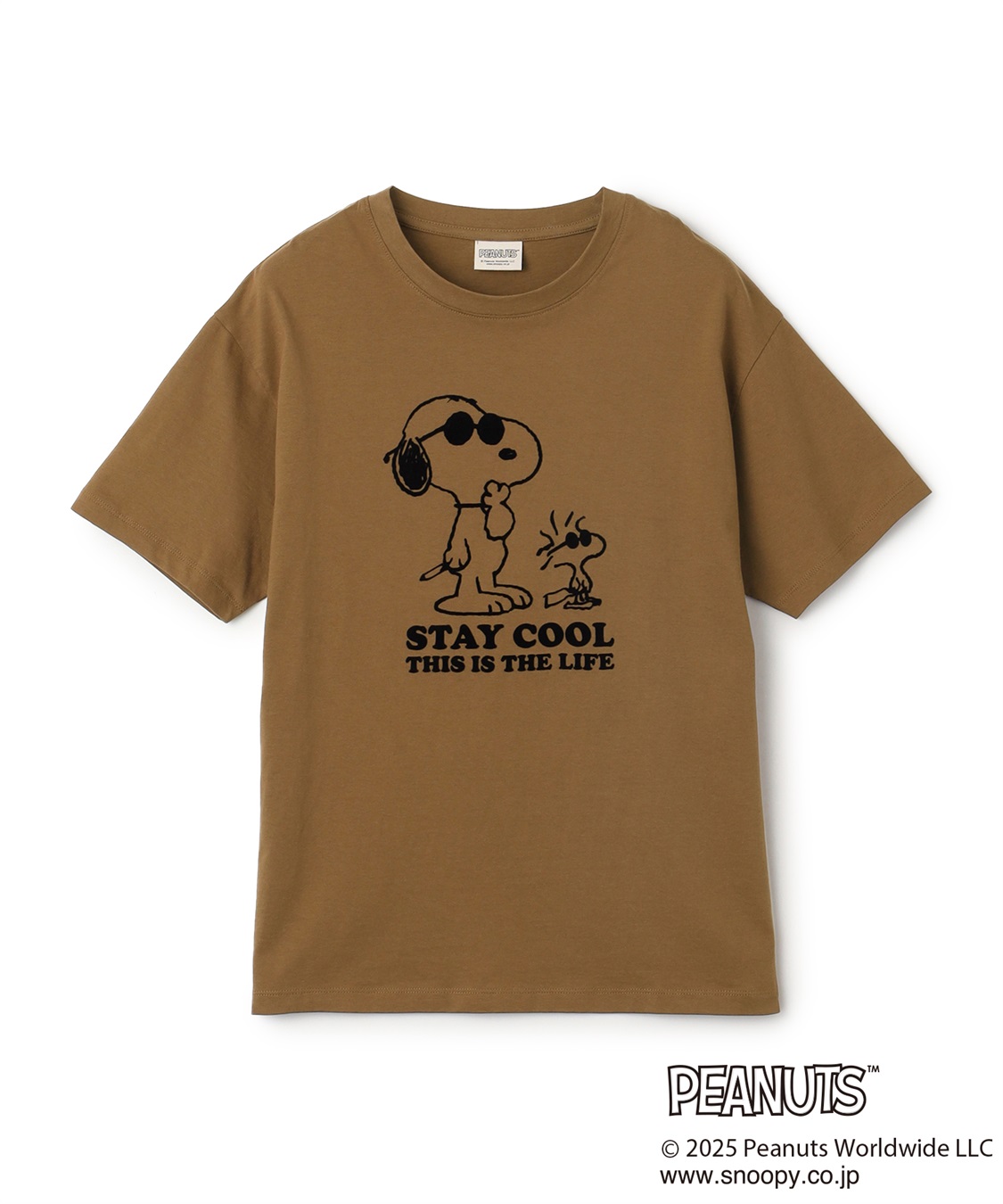 chara station 【PEANUTS/ピーナッツ】SNOOPY/スヌーピー＆ウッドストックフロッキープリントTシャツ_variation_3