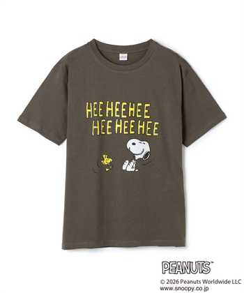 【PEANUTS/ピーナッツ】スヌーピー/SNOOPYヴィンテージ風カスレプリント半袖Tシャツ(グレー-M)