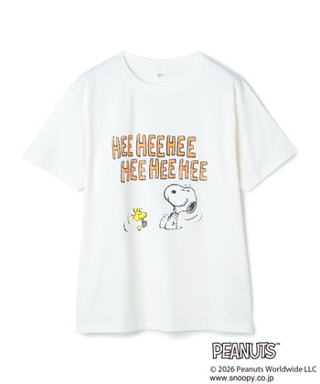 【PEANUTS/ピーナッツ】スヌーピー/SNOOPYヴィンテージ風カスレプリント半袖Tシャツ(オフホワイト-M)