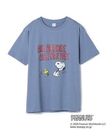 【PEANUTS/ピーナッツ】スヌーピー/SNOOPYヴィンテージ風カスレプリント半袖Tシャツ(ブルー-M)