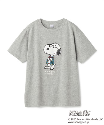 【PEANUTS/ピーナッツ】SNOOPY/スヌーピー「JOE PREPPY」プリントTシャツ(杢グレー-M)