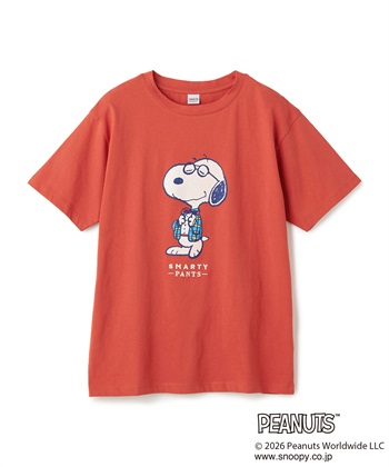 【PEANUTS/ピーナッツ】SNOOPY/スヌーピー「JOE PREPPY」プリントTシャツ(オレンジ-M)